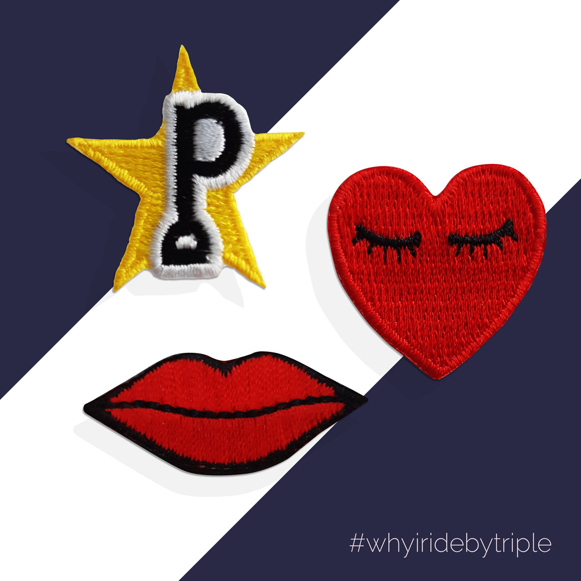 Patchs Thermocollants Lips-Sweet Heart & Logo Star - Triple